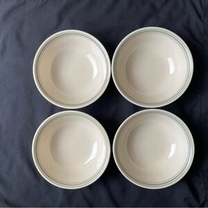 Corelle off white with green and purple stripes - set of 4 bowls